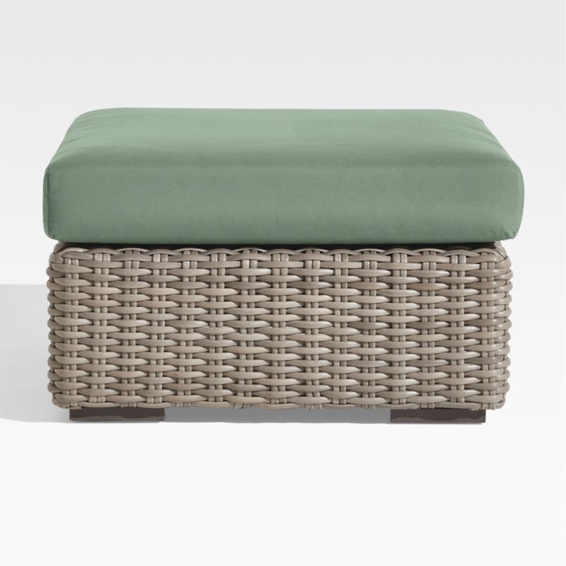 Viewing product image Abaco Resin Wicker Outdoor Ottoman with Canvas Natural Sunbrella ® Cushion - image 1 of 8