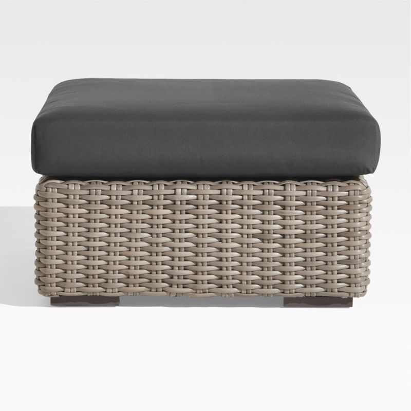 Viewing product image Abaco Resin Wicker Outdoor Ottoman with Canvas Natural Sunbrella ® Cushion - image 1 of 8