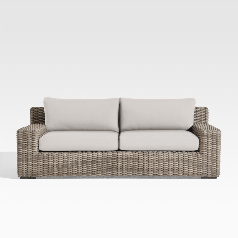 Viewing product image Abaco 83" Resin Wicker Outdoor Sofa with Canvas Natural Sunbrella ® Cushions - image 1 of 16