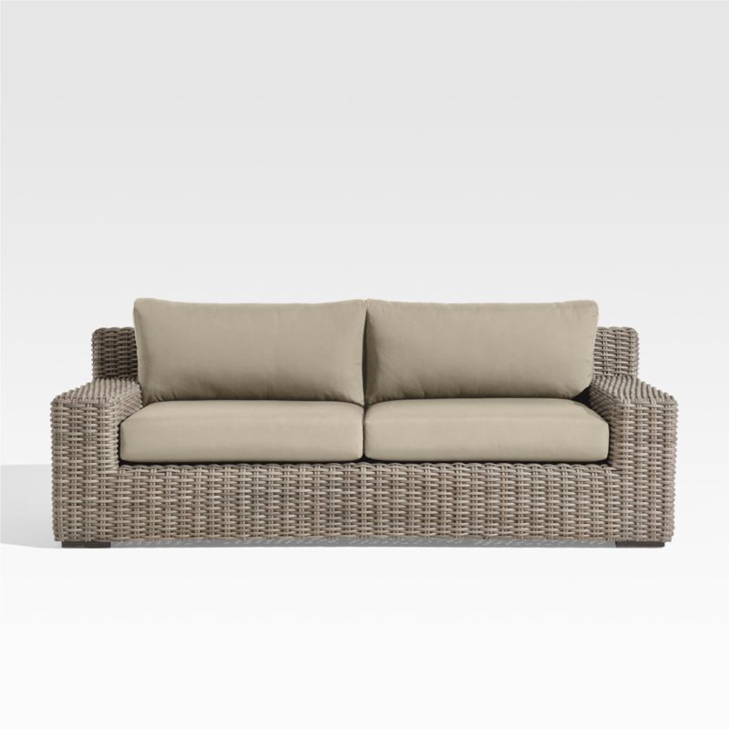 Viewing product image Abaco 83" Resin Wicker Outdoor Sofa with Canvas Natural Sunbrella ® Cushions - image 1 of 16