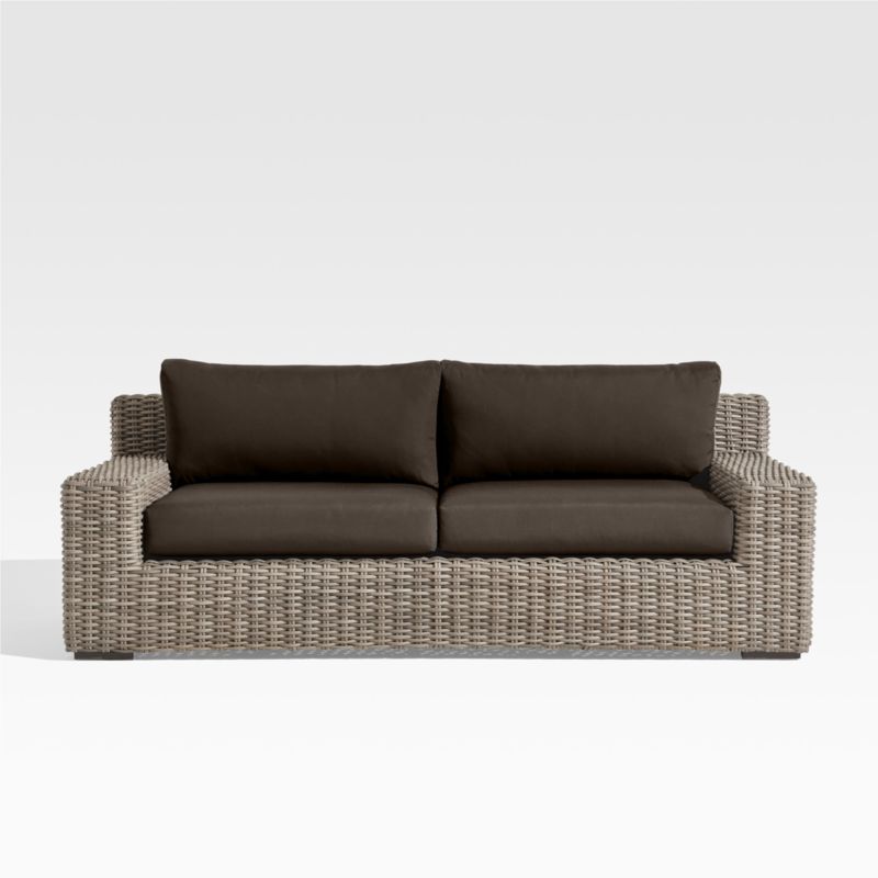 Viewing product image Abaco 83" Resin Wicker Outdoor Sofa with Canvas Natural Sunbrella ® Cushions - image 1 of 16