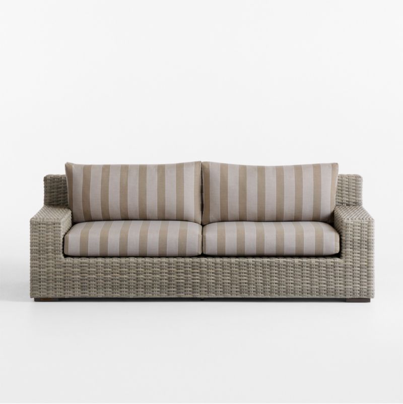 Viewing product image Abaco 83" Resin Wicker Outdoor Sofa with Canvas Natural Sunbrella ® Cushions - image 1 of 19
