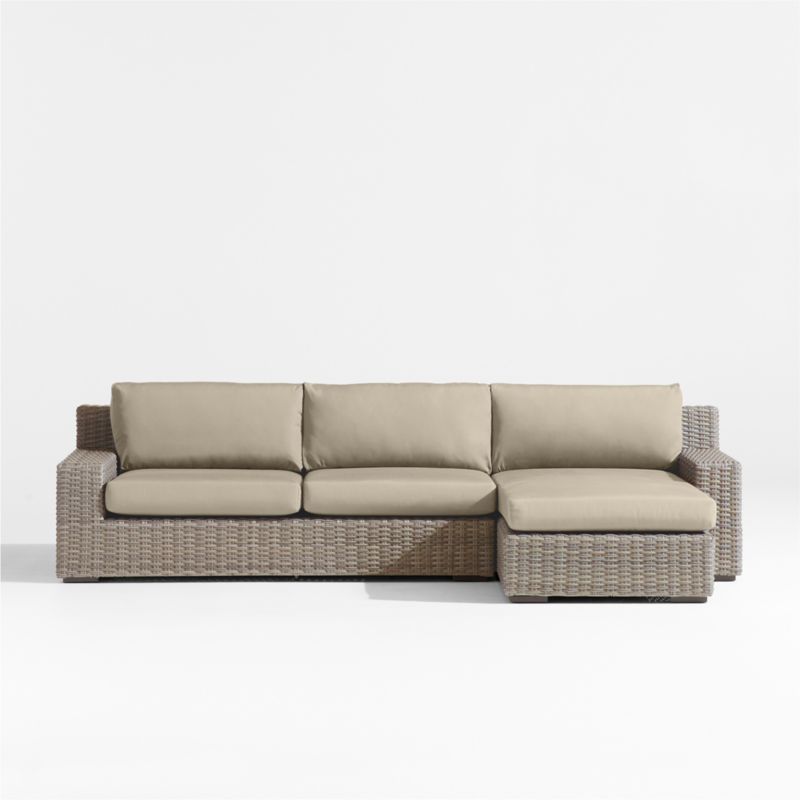 Viewing product image Abaco Resin Wicker 2-Piece Right-Arm Chaise Outdoor Sectional Sofa with Canvas Natural Sunbrella ® Cushions - image 1 of 10