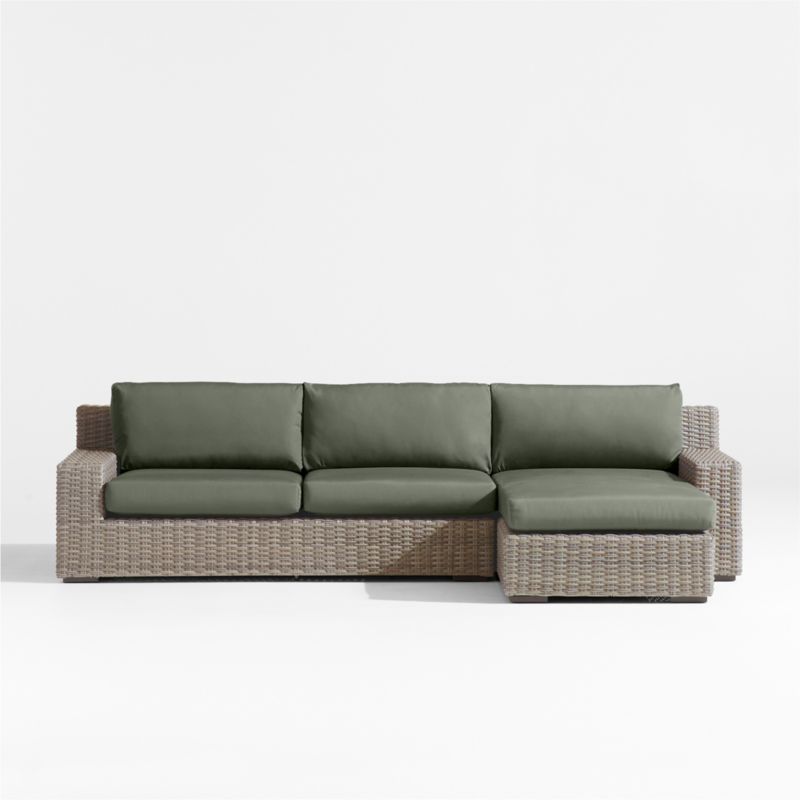 Viewing product image Abaco Resin Wicker 2-Piece Right-Arm Chaise Outdoor Sectional Sofa with Canvas Natural Sunbrella ® Cushions - image 1 of 10