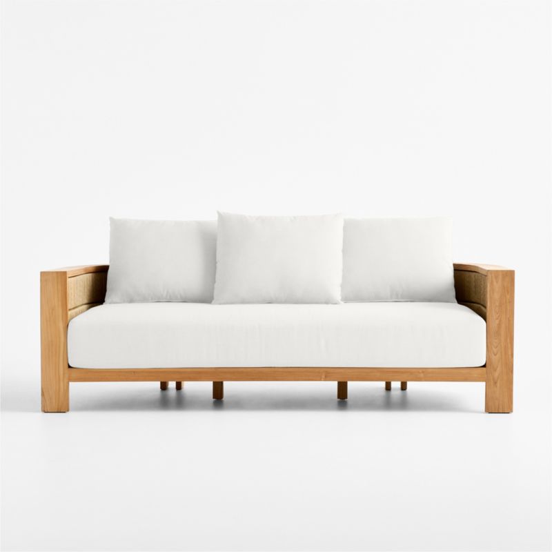 Viewing product image Bali 86" Natural Teak Outdoor Sofa with Nova Glow Sunbrella ® Cushions - image 1 of 14