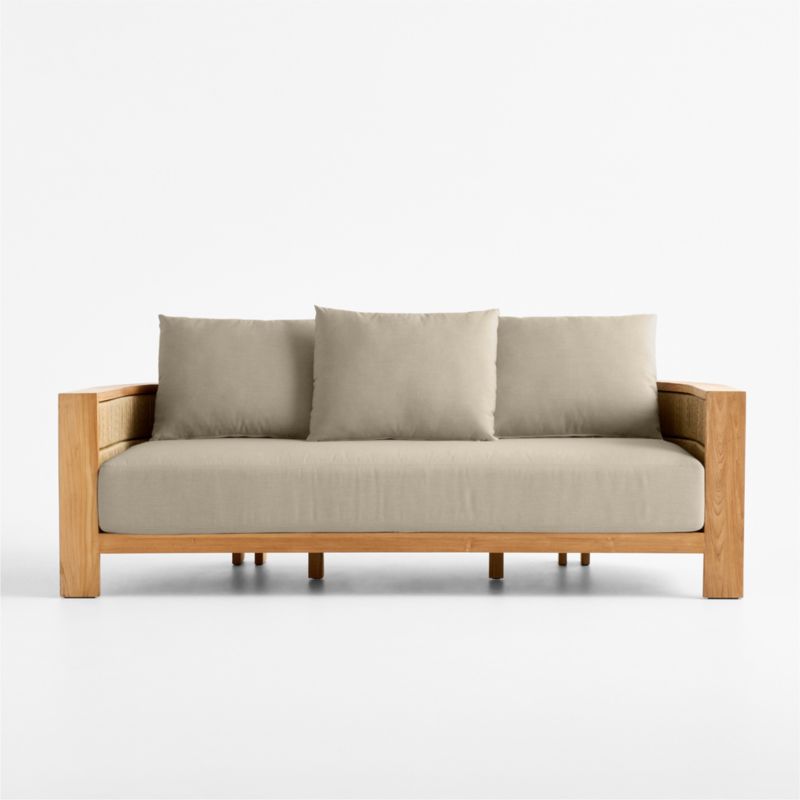 Viewing product image Bali 86" Natural Teak Outdoor Sofa with Nova Glow Sunbrella ® Cushions - image 1 of 14