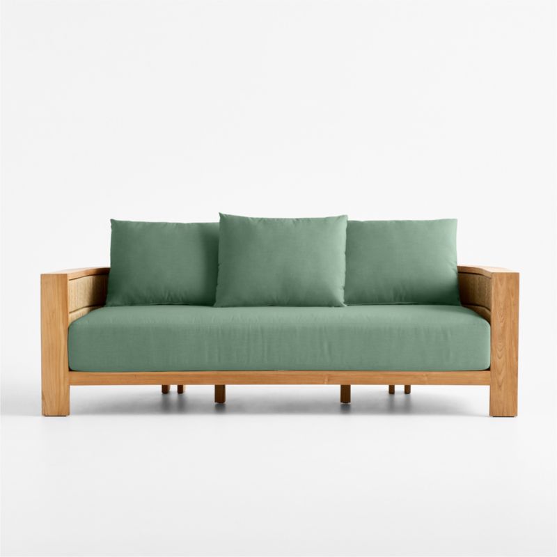 Viewing product image Bali 86" Natural Teak Outdoor Sofa with Nova Glow Sunbrella ® Cushions - image 1 of 15