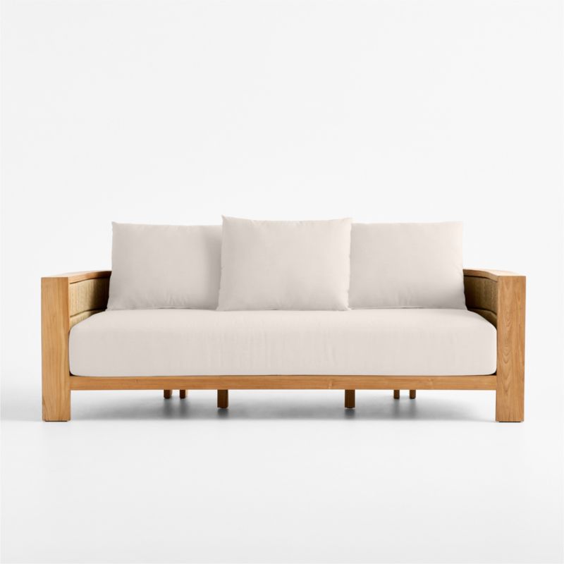 Viewing product image Bali 86" Natural Teak Outdoor Sofa with Nova Glow Sunbrella ® Cushions - image 1 of 14