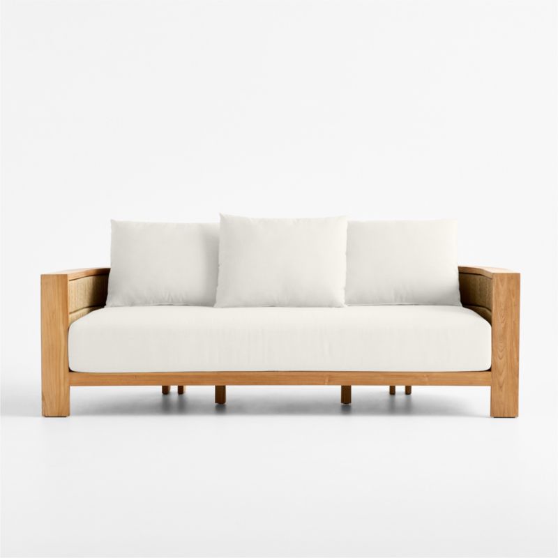 Viewing product image Bali 86" Natural Teak Outdoor Sofa with Nova Glow Sunbrella ® Cushions - image 1 of 15