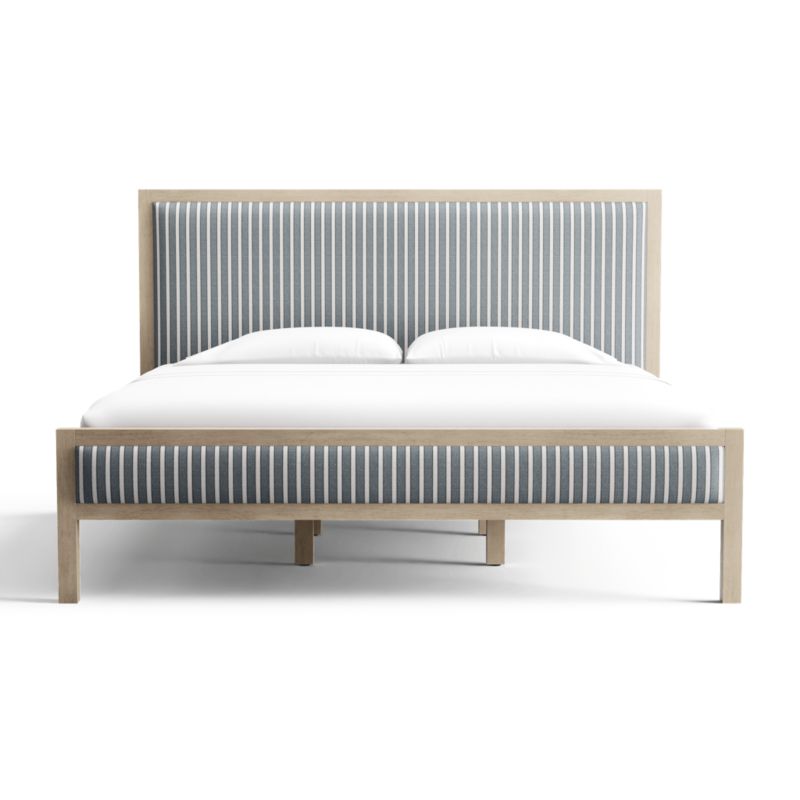 Viewing product image Keane Weathered Natural Wood Upholstered King Bed - image 1 of 8