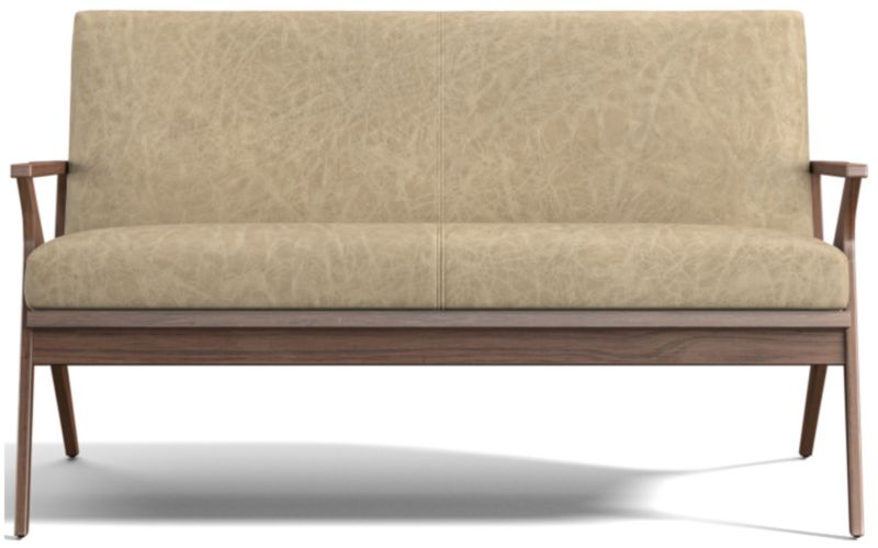 Cavett Leather Walnut Wood Frame Loveseat - image 0 of 10