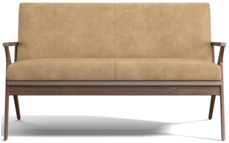 Cavett Leather Walnut Wood Frame Loveseat - image 0 of 10