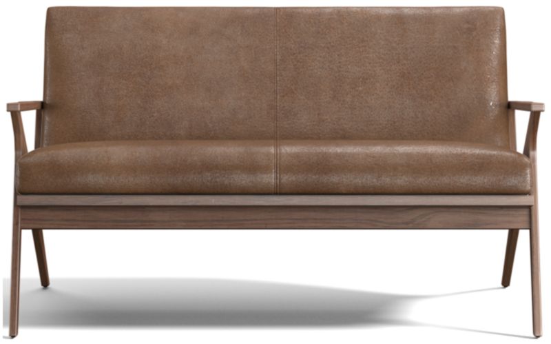 Cavett Leather Walnut Wood Frame Loveseat - image 0 of 10