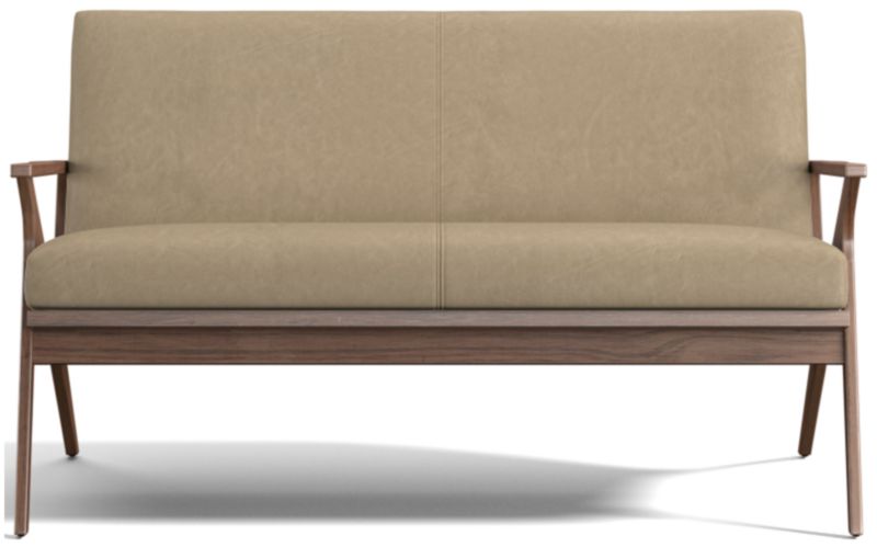 Cavett Leather Walnut Wood Frame Loveseat - image 0 of 10