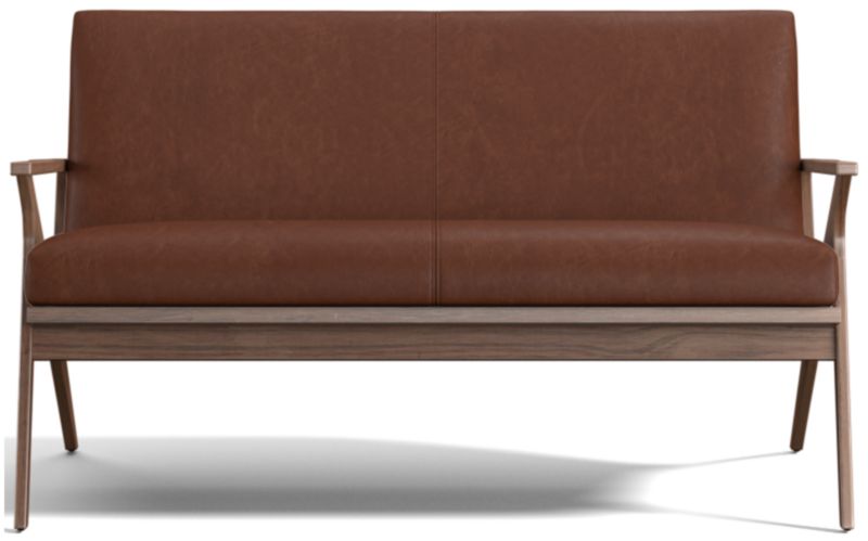 Cavett Leather Walnut Wood Frame Loveseat - image 0 of 10