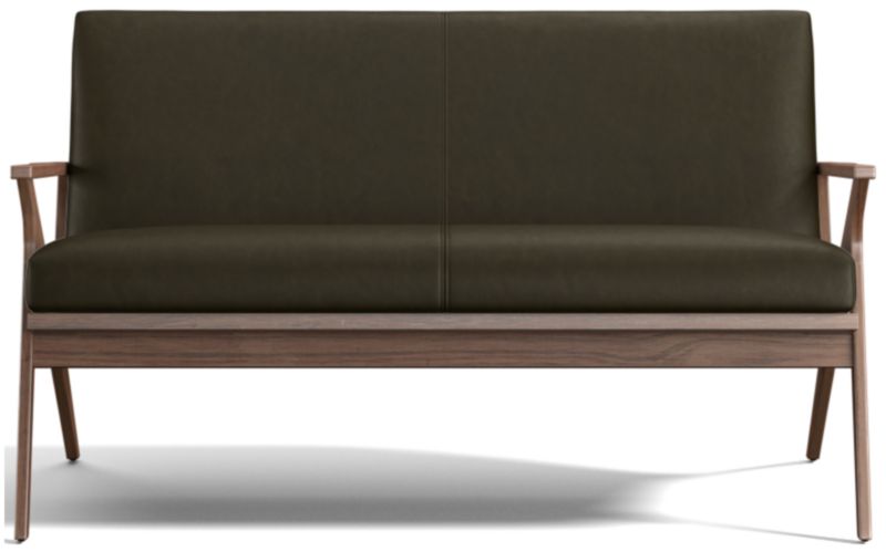 Cavett Leather Walnut Wood Frame Loveseat - image 0 of 10