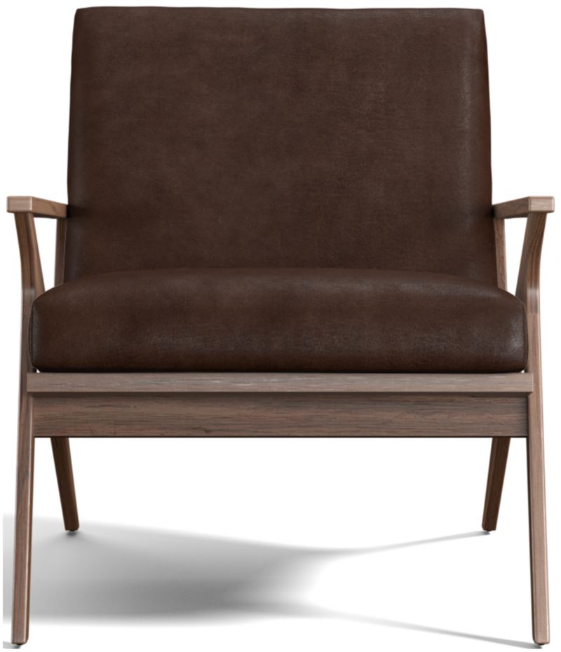 Cavett Leather Walnut Wood Frame Chair - image 0 of 13