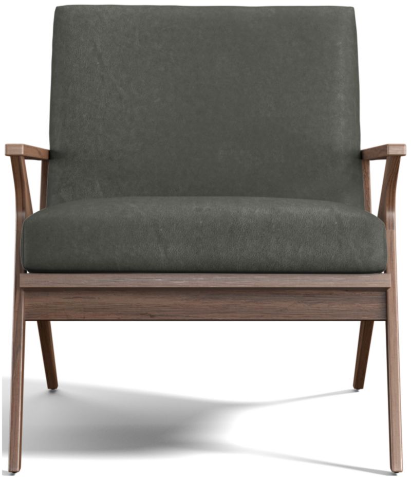 Cavett Leather Walnut Wood Frame Chair - image 0 of 13