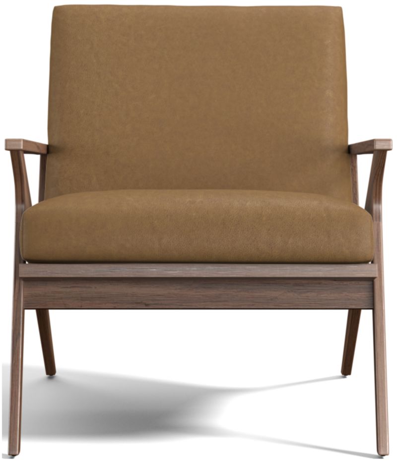 Cavett Leather Walnut Wood Frame Chair - image 0 of 13