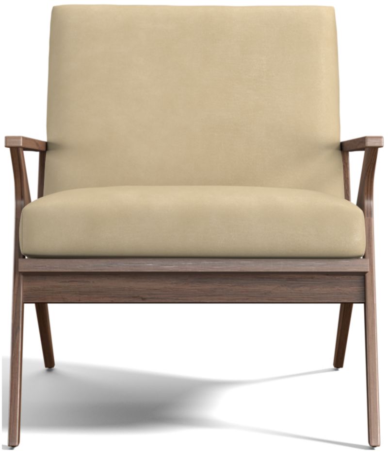 Cavett Leather Walnut Wood Frame Chair - image 0 of 13