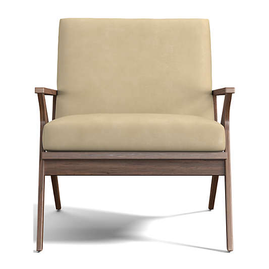 Cavett Leather Walnut Wood Frame Chair