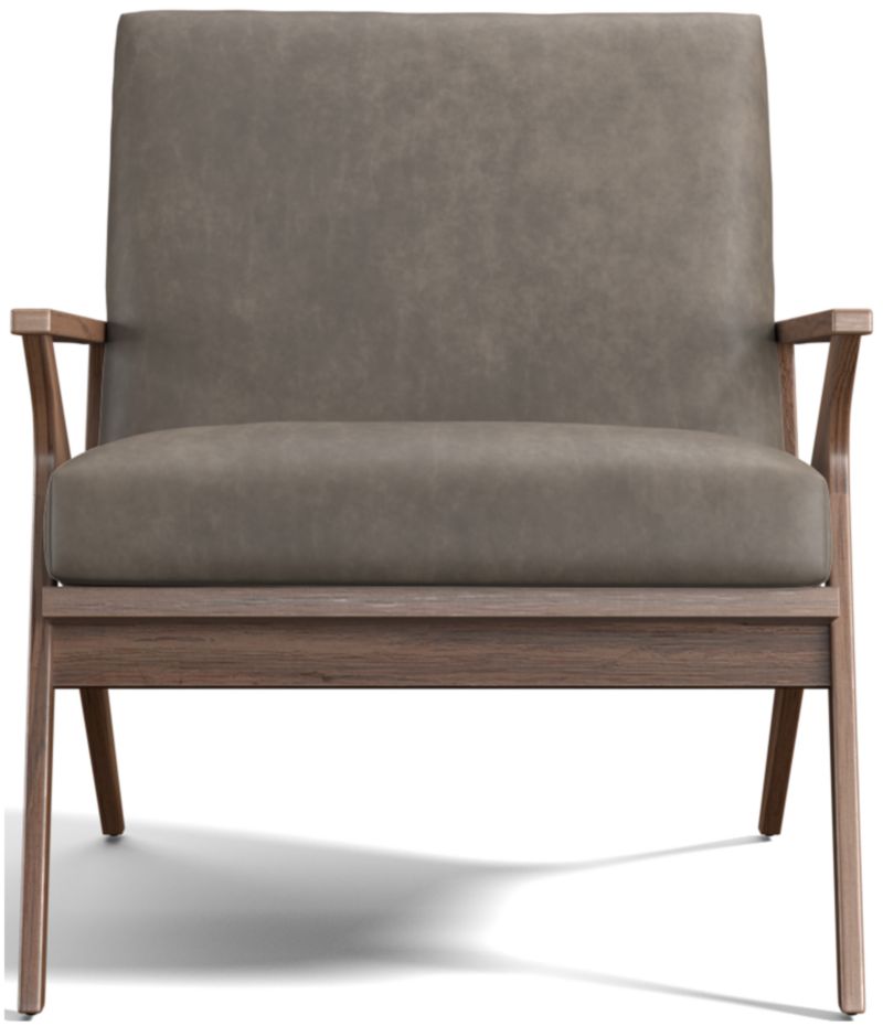 Cavett Leather Walnut Wood Frame Chair - image 0 of 13