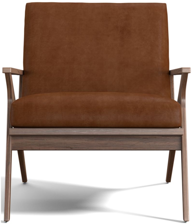 Cavett Leather Walnut Wood Frame Chair - image 0 of 13