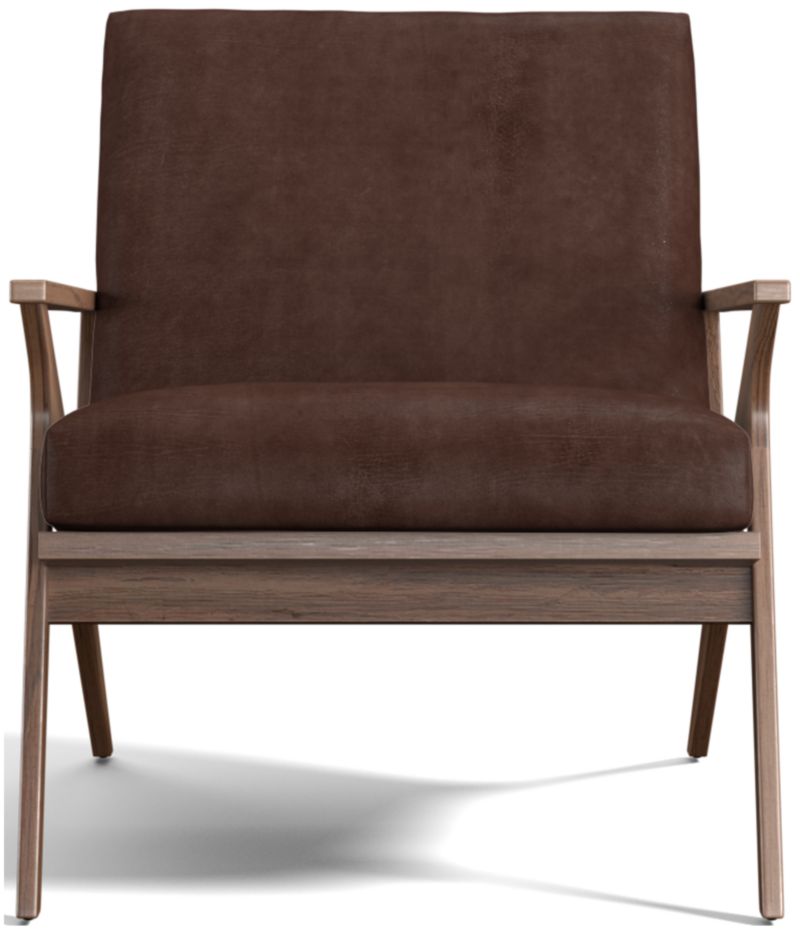 Cavett Leather Walnut Wood Frame Chair - image 0 of 13