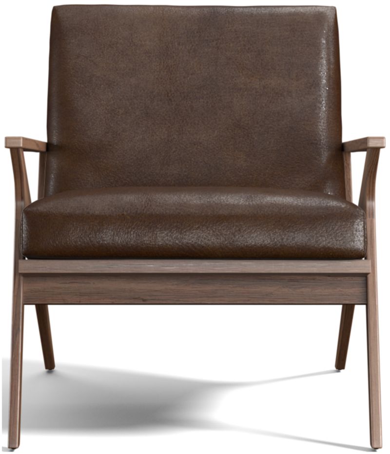 Cavett Leather Walnut Wood Frame Chair - image 0 of 13