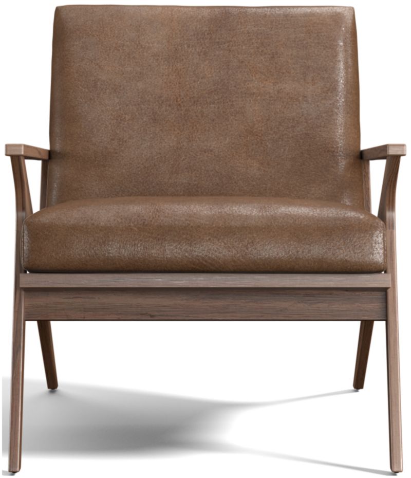 Cavett Leather Walnut Wood Frame Chair - image 0 of 13