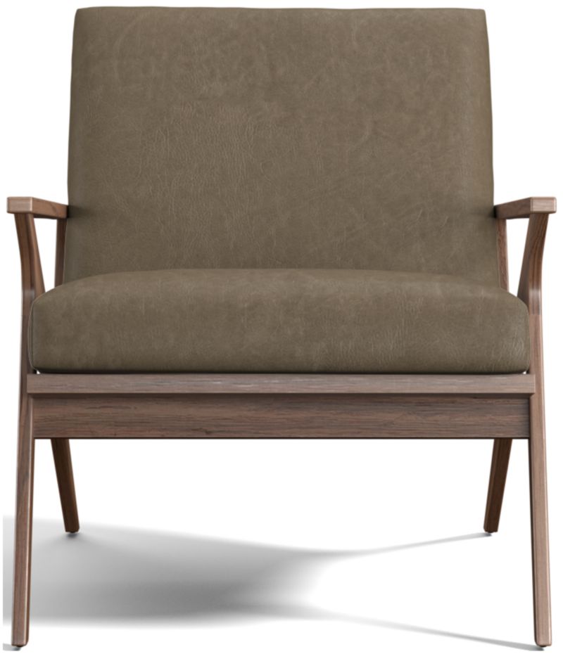 Cavett Leather Walnut Wood Frame Chair - image 0 of 13