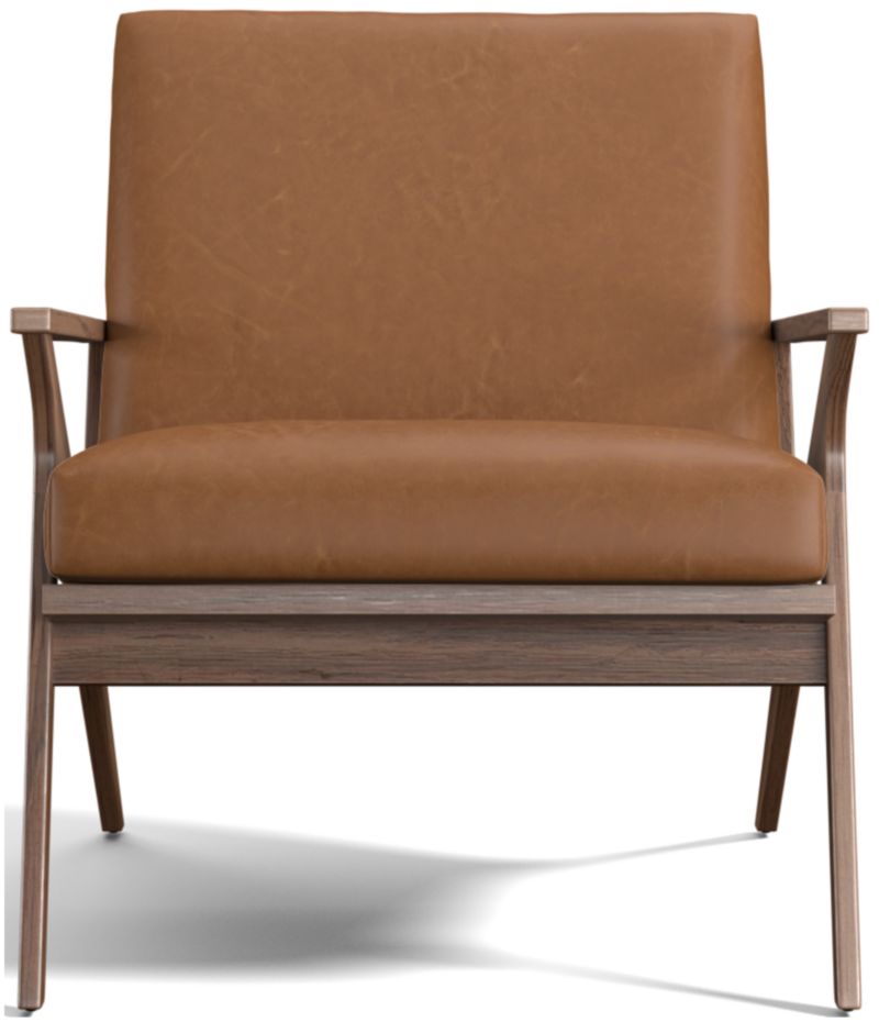 Cavett Leather Walnut Wood Frame Chair - image 0 of 14