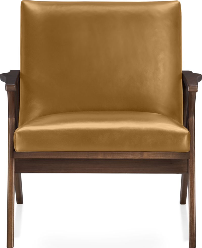 Cavett Leather Walnut Wood Frame Chair - image 0 of 14