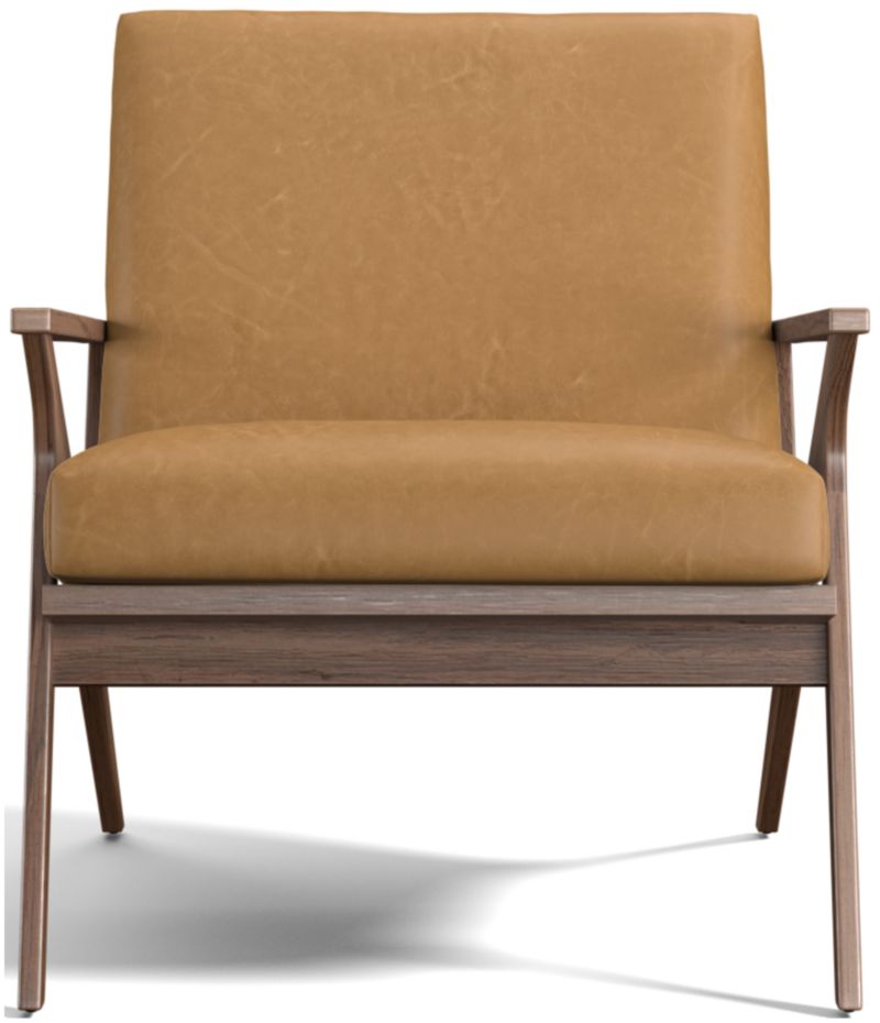 Cavett Leather Walnut Wood Frame Chair - image 0 of 14