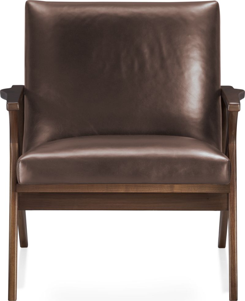 Cavett Leather Walnut Wood Frame Chair - image 0 of 14