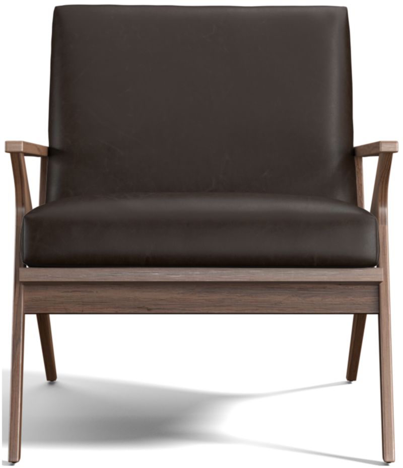 Cavett Leather Walnut Wood Frame Chair - image 0 of 14