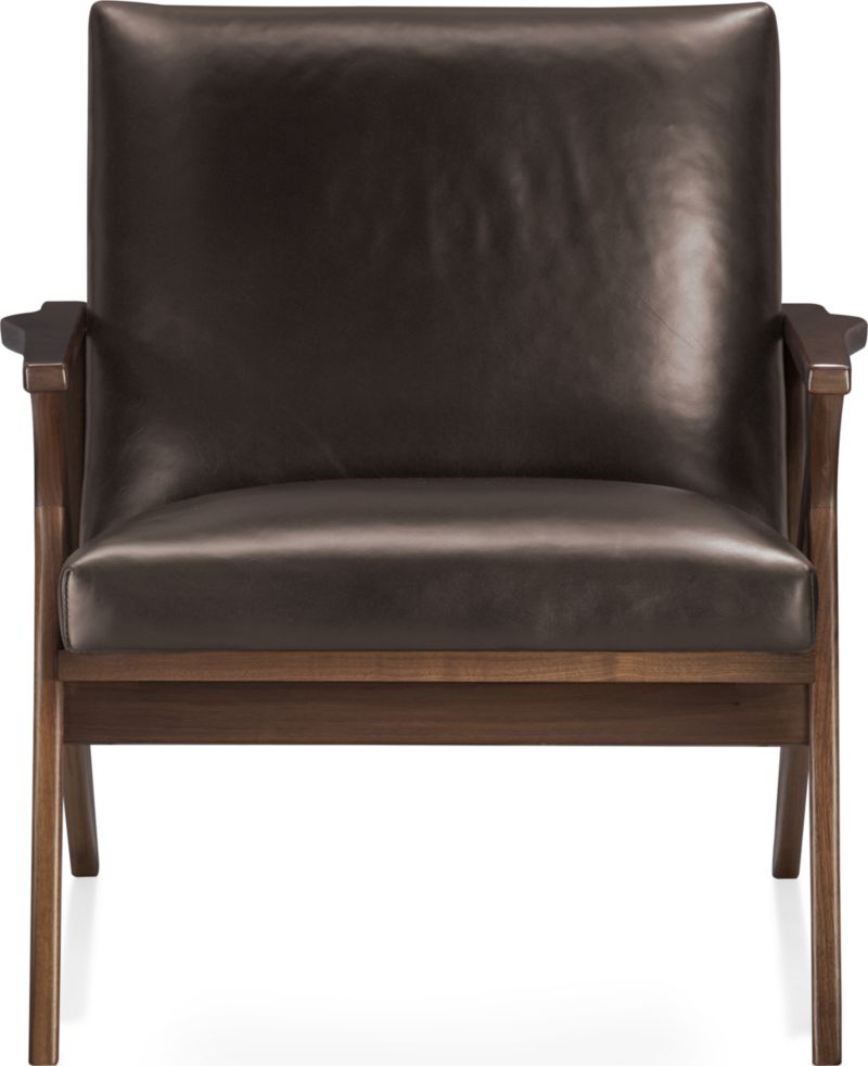 Cavett Leather Walnut Wood Frame Chair - image 0 of 14