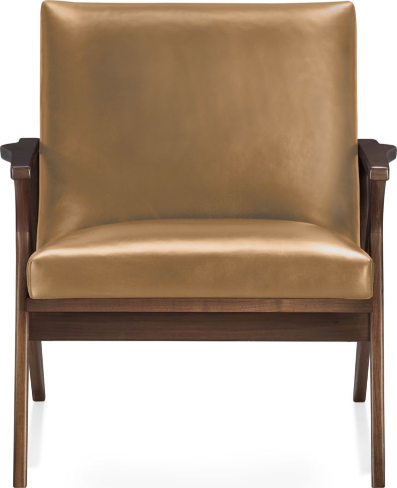 Cavett Leather Walnut Wood Frame Chair - image 0 of 14