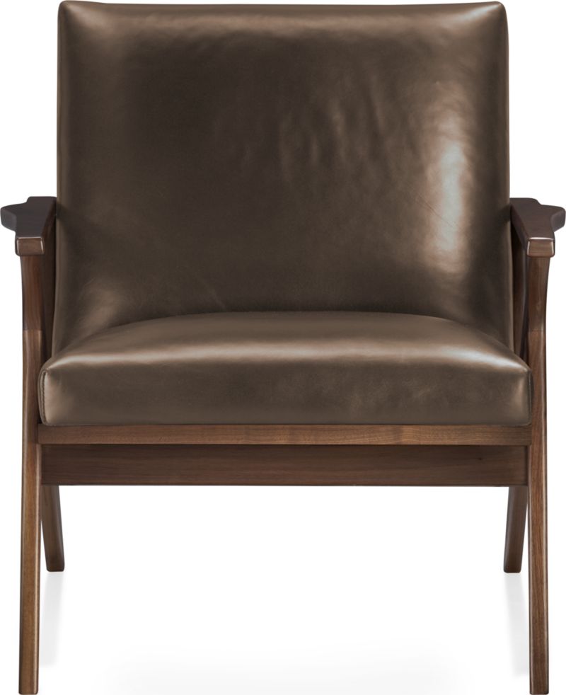 Cavett Leather Walnut Wood Frame Chair - image 0 of 14