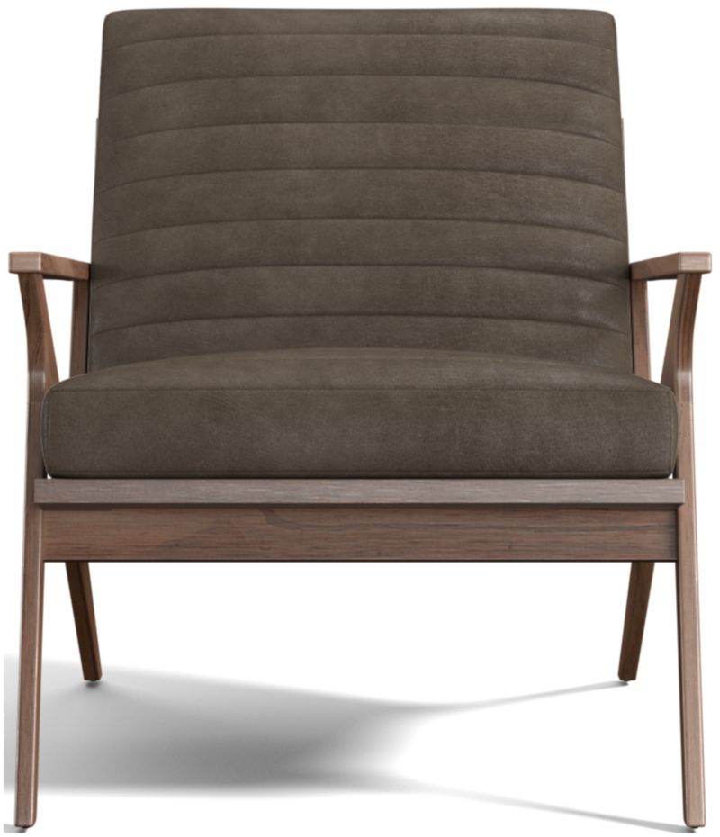 Cavett Channel Leather Walnut Wood Frame Chair - image 0 of 12