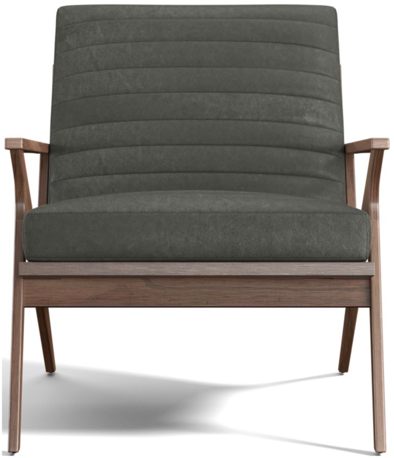 Cavett Channel Leather Walnut Wood Frame Chair - image 0 of 12