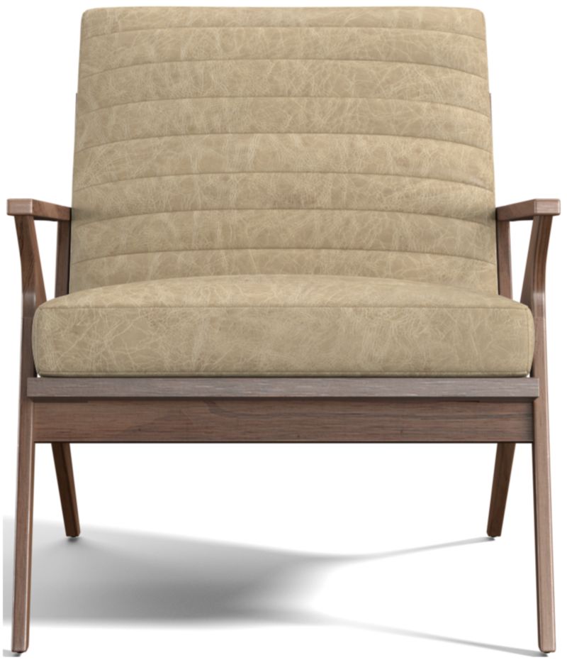 Cavett Channel Leather Walnut Wood Frame Chair - image 0 of 12