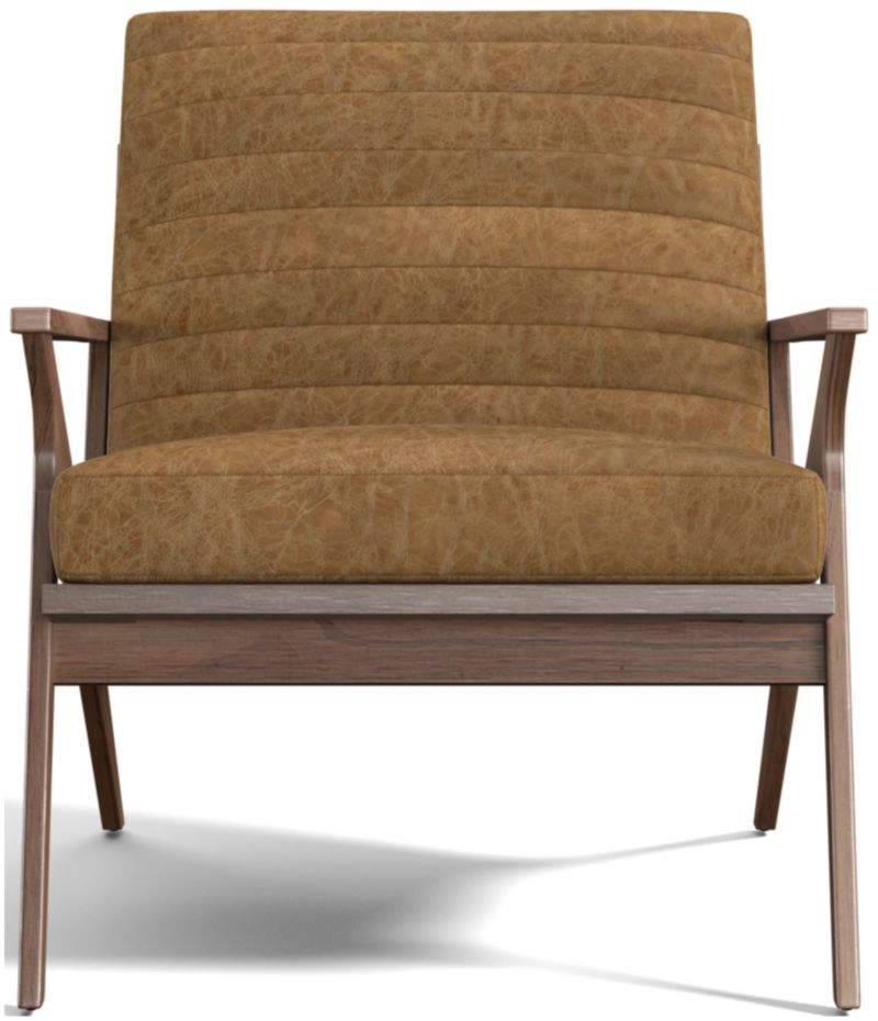 Cavett Channel Leather Walnut Wood Frame Chair - image 0 of 12