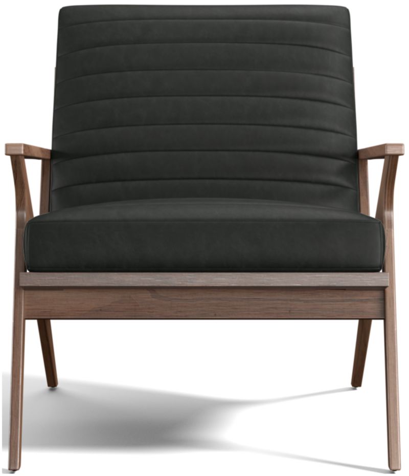 Cavett Channel Leather Walnut Wood Frame Chair - image 0 of 12