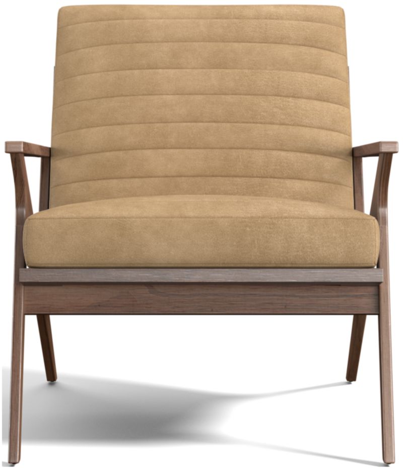 Cavett Channel Leather Walnut Wood Frame Chair - image 0 of 12