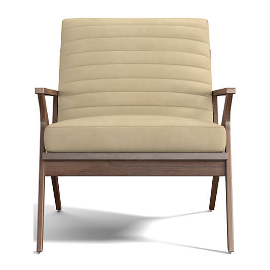 Cavett Channel Leather Walnut Wood Frame Chair