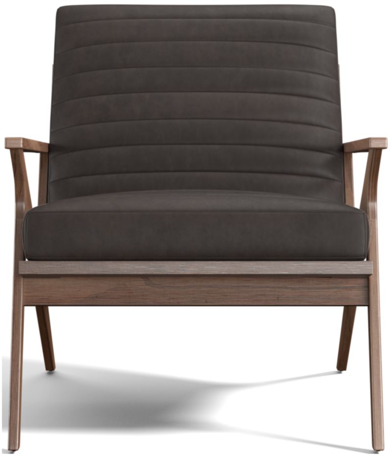 Cavett Channel Leather Walnut Wood Frame Chair - image 0 of 12