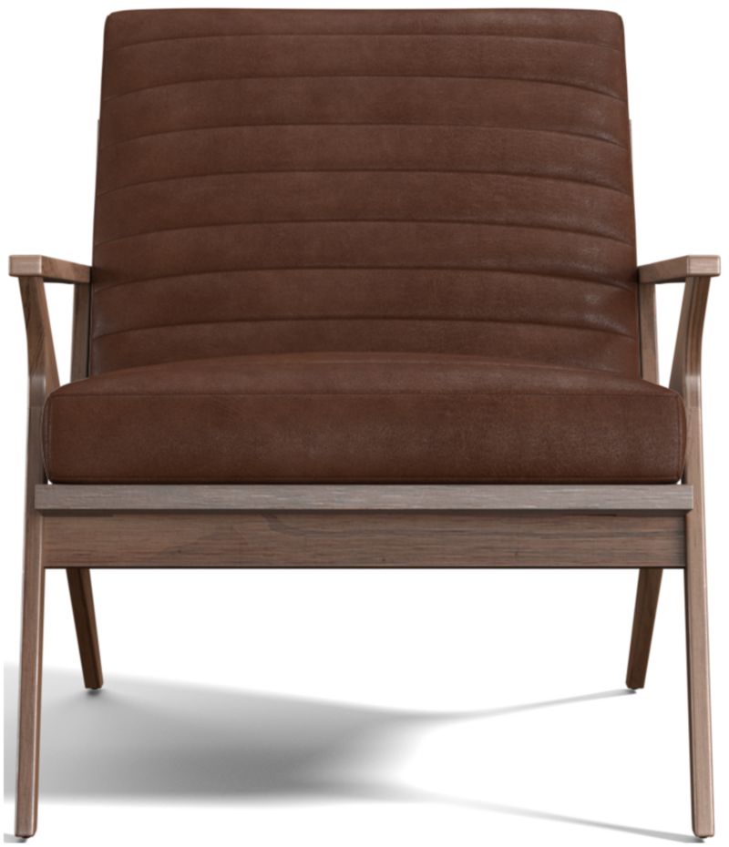 Cavett Channel Leather Walnut Wood Frame Chair - image 0 of 12