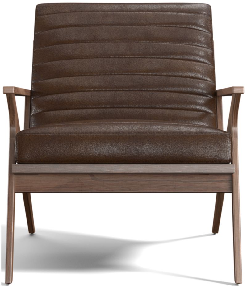 Cavett Channel Leather Walnut Wood Frame Chair - image 0 of 12