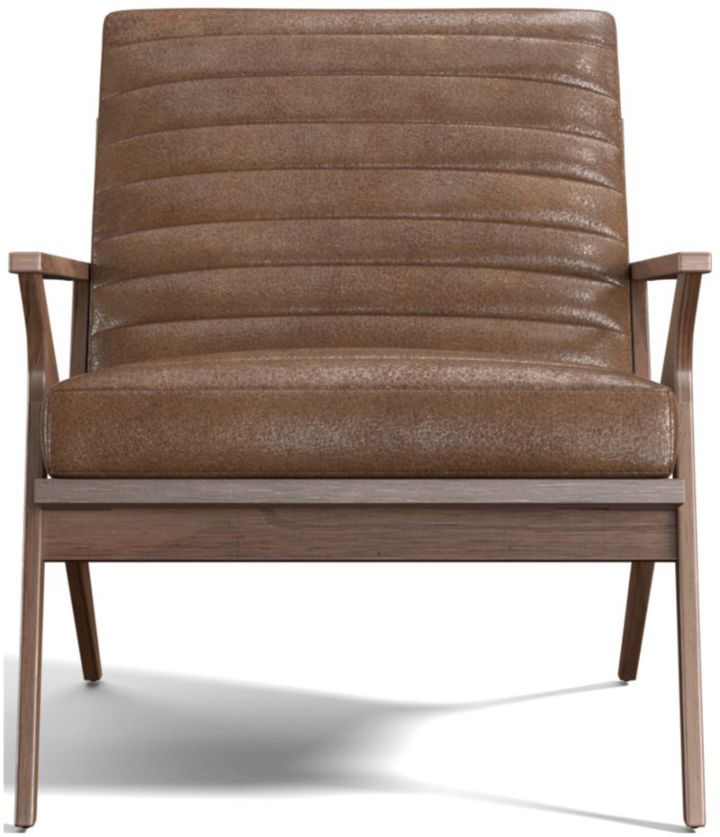 Cavett Channel Leather Walnut Wood Frame Chair - image 0 of 12